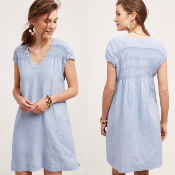 Maeve Dresses & Skirts - Maeve Chambray Linen Blend Mini Dress Women's Size XS